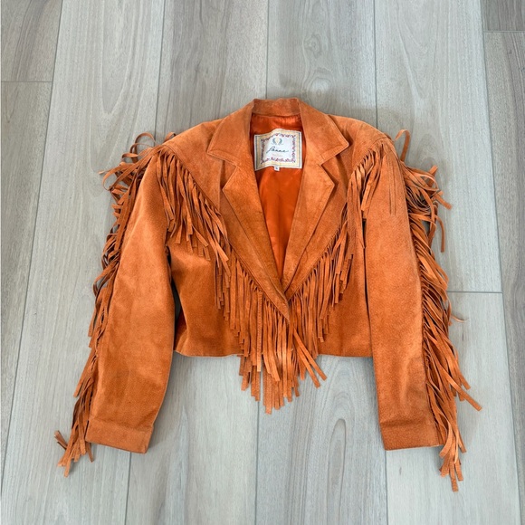 Vintage Jackets & Blazers - Vtg women’s fringe leather jacket western made in USA Lanna New York